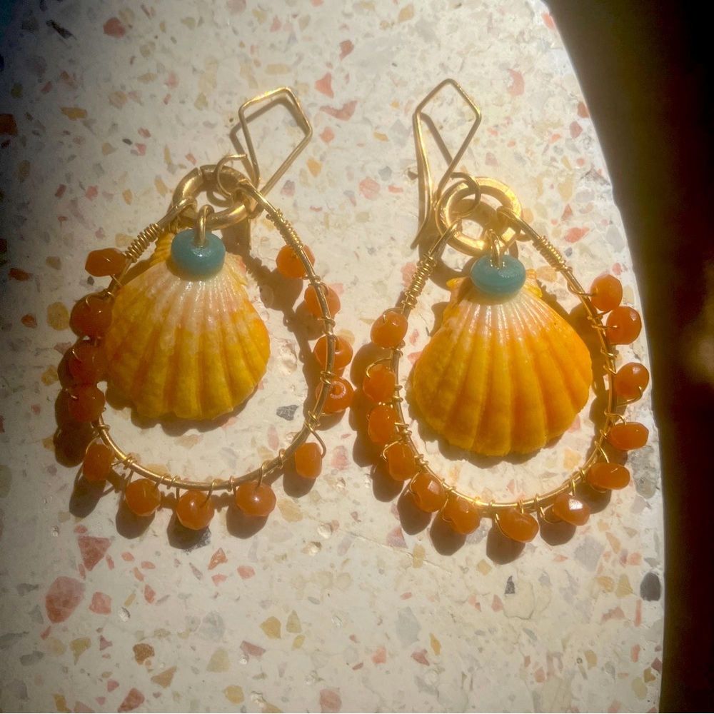 Sunrise Shell Earrings Handmade in Hawaii